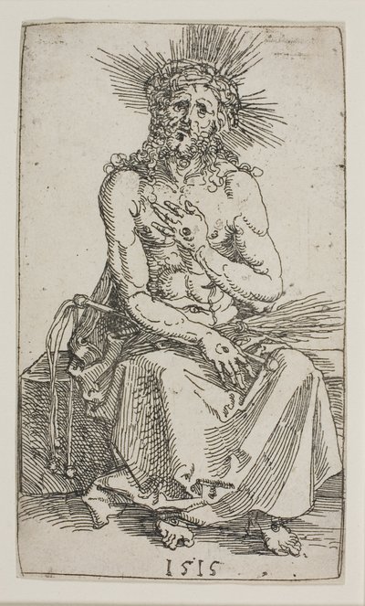 Muž smutku, sedící od Albrecht Dürer