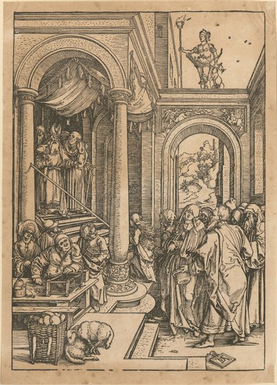 Poutní cesta Panny Marie do chrámu, list č. 6 ze série „Život Panny Marie“ od Albrecht Dürer