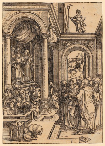 Poutní cesta Panny Marie do chrámu, list č. 6 ze série „Život Panny Marie“ od Albrecht Dürer