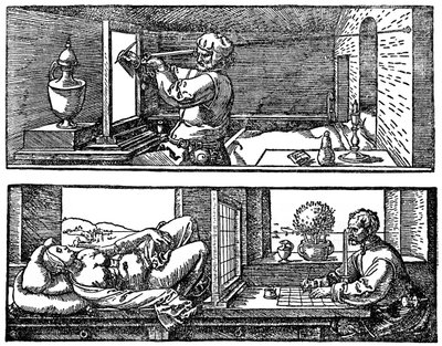 Perspektivní stroj, 1525, 1936 od Albrecht Dürer