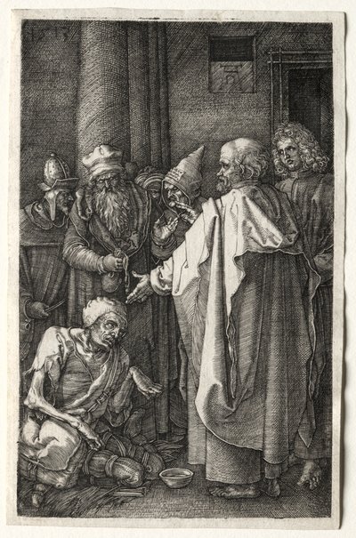 Peter a John Healing the Cripple at Gate of Temple, 1512. od Albrecht Dürer