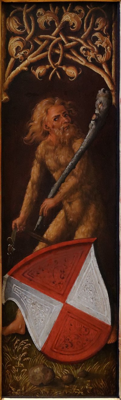 Porträt von Oswolt Krel: "Sylvan Men" mit Wappenschildern von Agathe von Esendorf od Albrecht Dürer