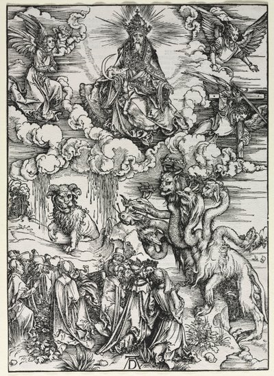 Zjevení svatého Jana: Bestie s beraními rohy, 1511. od Albrecht Dürer
