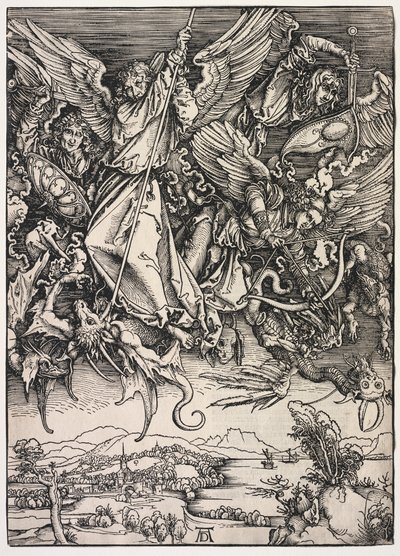 Zjevení svatého Jana: Svatý Michael bojuje s drakem od Albrecht Dürer