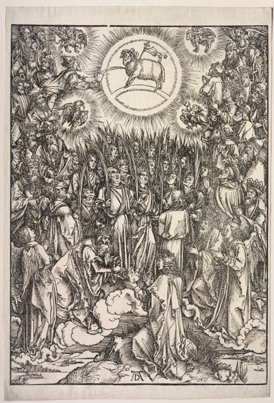 Zjevení svatého Jana: Klanění Beránka od Albrecht Dürer