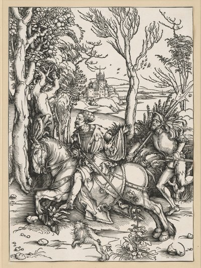 Rytíř na koni a lancknecht od Albrecht Dürer