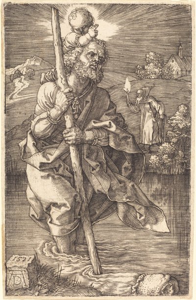 Svatý Kryštof tváří vpravo od Albrecht Dürer