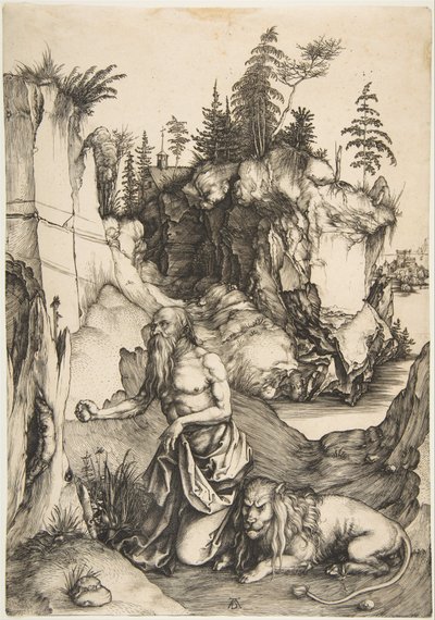 Kající svatý Jeroným na poušti od Albrecht Dürer