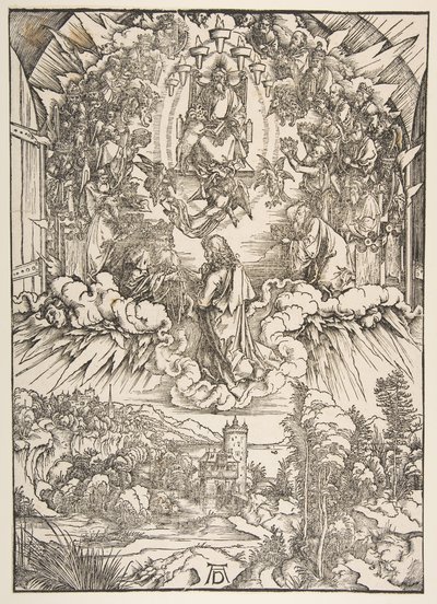 Svatý Jan před Bohem a staršími, z Apokalypsy, ca. 1496. od Albrecht Dürer