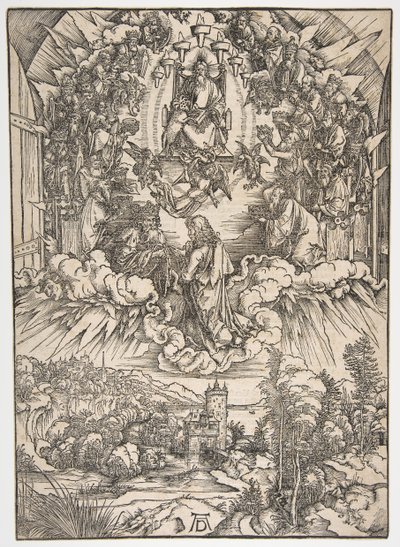 Svatý Jan před Bohem a staršími, z The Apocalypse.n.d. od Albrecht Dürer