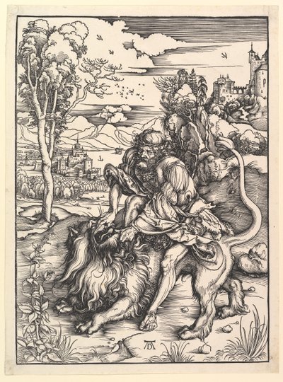 Samson Rending the Lion, ca. 1497-98. od Albrecht Dürer