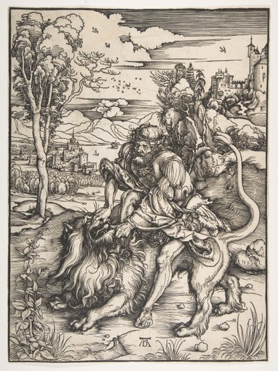 Samson Rending the Lion, ca. 1497-98. od Albrecht Dürer