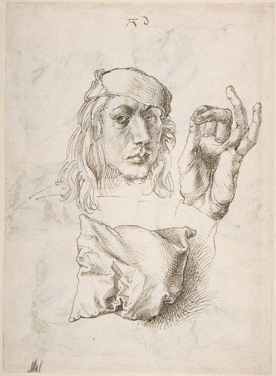 Autoportrét, Studie ruky a polštáře od Albrecht Dürer