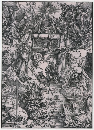 Sedm andělů s trubkami, figura VI, list 8 ze série „Apokalypsa“ od Albrecht Dürer