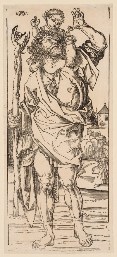 St. Christopher Cross the Stream, 1528. od Albrecht Dürer