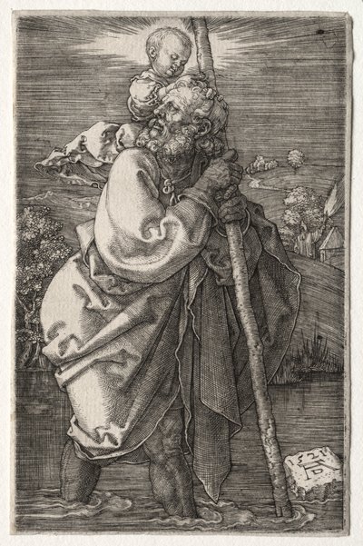 Svatý Kryštof, tváří v tvář doleva, 1521. od Albrecht Dürer