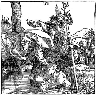 Svatý Kryštof nesoucí Jezulátko, 1511, 1936 od Albrecht Dürer