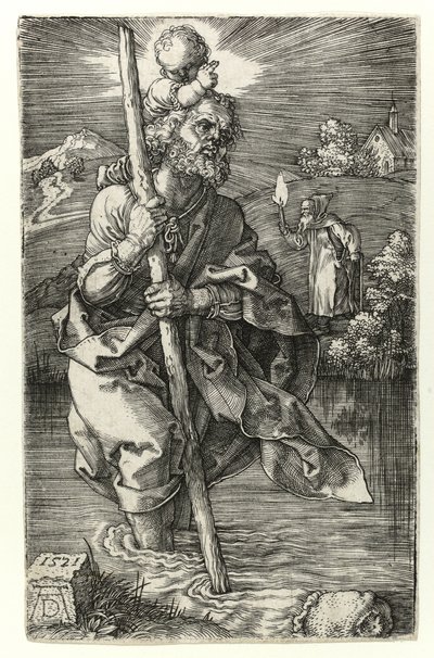 Svatý Kryštof obrácený vpravo, 1521 od Albrecht Dürer