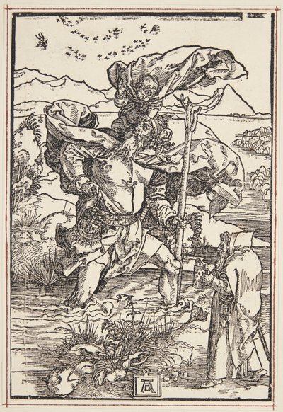 Svatý Kryštof v divočině s letem ptáků od Albrecht Dürer