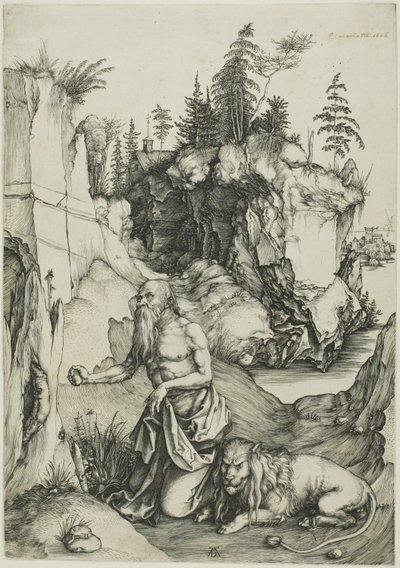 Svatý Jeroným kajícník v poušti od Albrecht Dürer