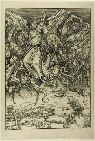 St. Michael Fighting the Dragon, z Apokalypsy od Albrecht Dürer