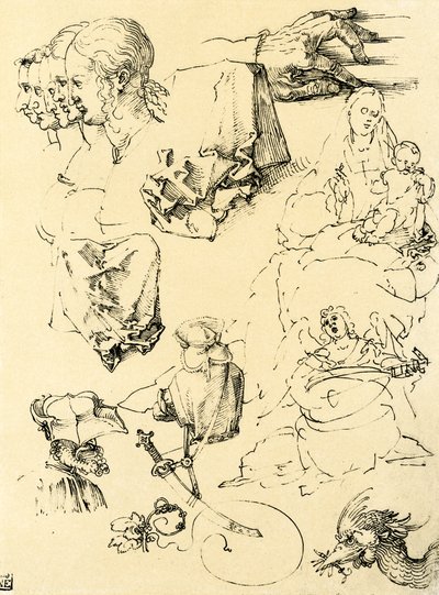 Studijní list s různými vzory od Albrecht Dürer