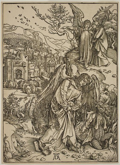 Anděl ukazující svatého Jana Nový Jeruzalém od Albrecht Dürer
