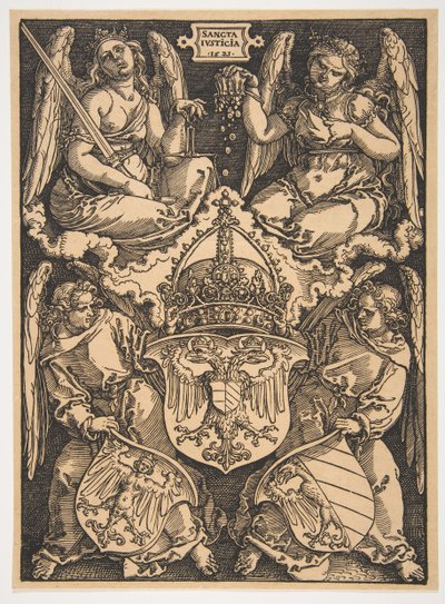 Zbraně Svaté říše římské a města Norimberk.n.d. od Albrecht Dürer