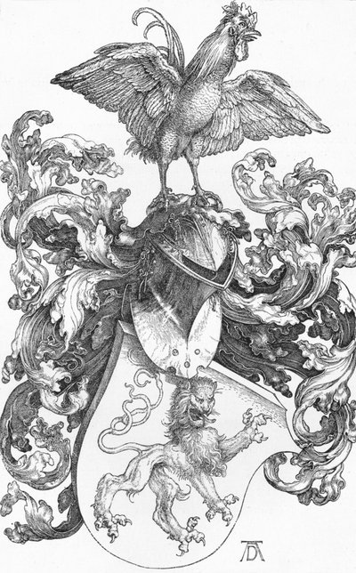 Erb se lvem a kohoutem, c1502-1503, 1906 od Albrecht Dürer