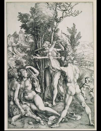 Souboj ctnosti a rozkoše v přítomnosti Herkula od Albrecht Dürer