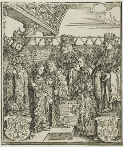 Kongres a dvojité zasnoubení ve Vídni, z Vítězného oblouku Maxmiliána I od Albrecht Dürer