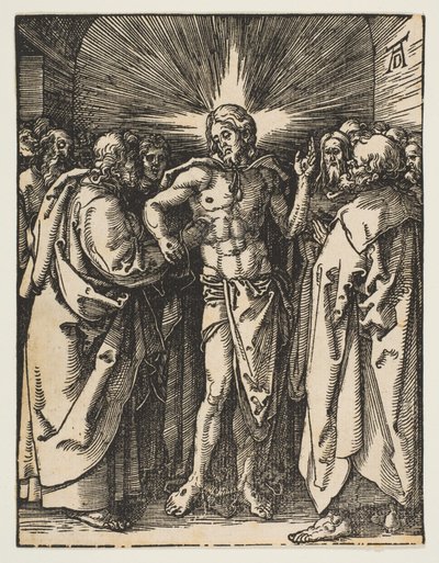Nevěřící Tomáš, z "Malých pašijí" od Albrecht Dürer