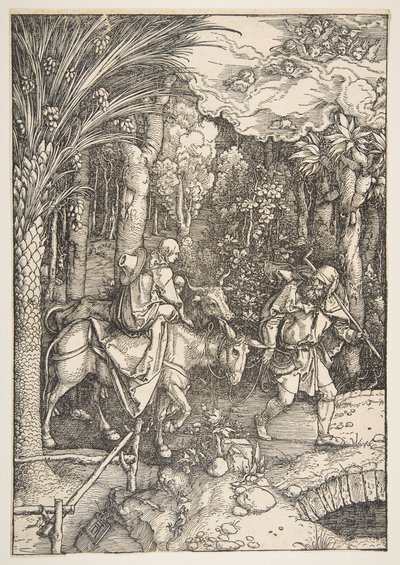 Útěk do Egypta, ze Života Panny, z latinského vydání, 1511. od Albrecht Dürer