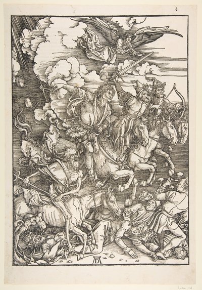 Čtyři jezdci, z Apokalypsy, latinské vydání, 1511, ca. 1511. od Albrecht Dürer