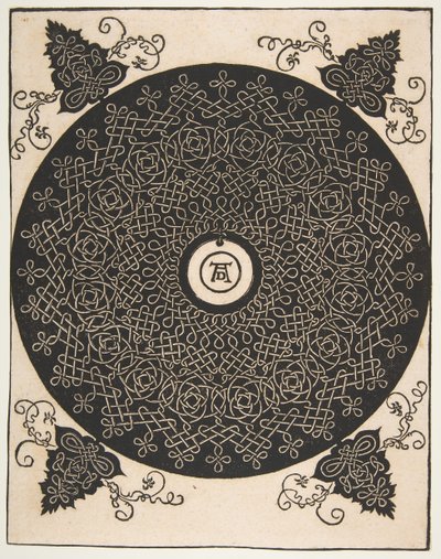 Čtvrtý uzel. Prokládaný rondel s kulatým medailonem ve středu, po roce 1528. od Albrecht Dürer