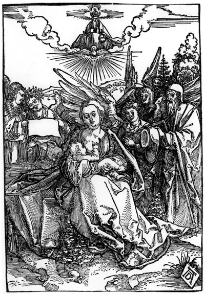 Svatá rodina s pěti anděly, kolem roku 1504 od Albrecht Dürer