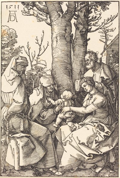 Svatá rodina s Jáchymem a Annou pod stromem od Albrecht Dürer