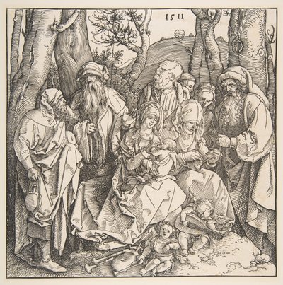 Svatá rodina se svatými a dvěma hudebními anděly, 1511. od Albrecht Dürer
