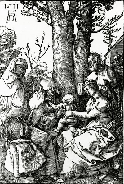 Svatá rodina se sv. Annou a svatým Joachimem, 1511 (dřevořez) od Albrecht Dürer