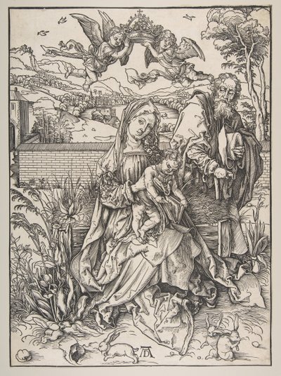 Svatá rodina se třemi zajíci, ca. 1497-98. od Albrecht Dürer