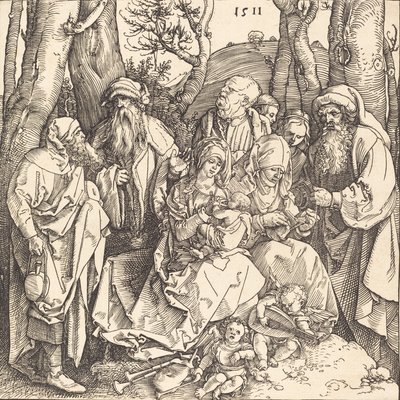 Svatá rodina se dvěma hudebními anděly, 1511. od Albrecht Dürer