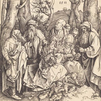 Svatá rodina se dvěma hudebními anděly, 1511. od Albrecht Dürer