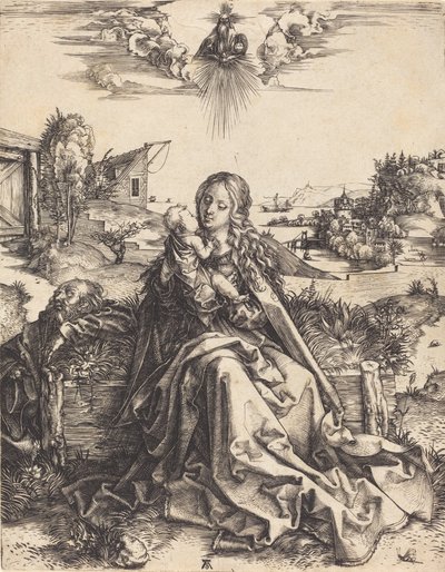 Svatá rodina s jepicí, 14951496. od Albrecht Dürer