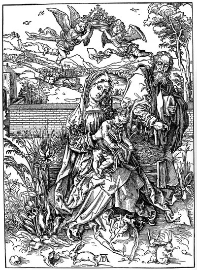 Svatá rodina se třemi zajíci, 1497, 1936 od Albrecht Dürer