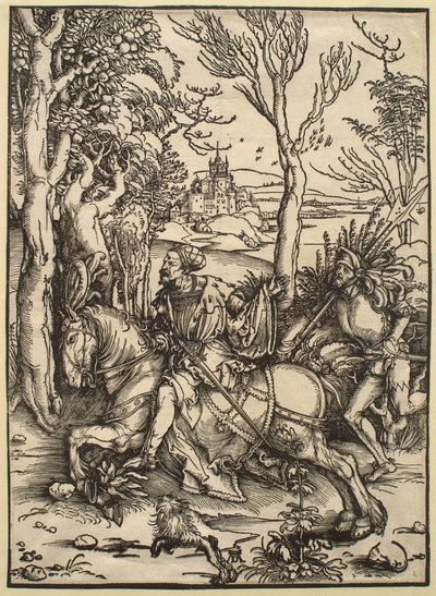 Rytíř na koni a lancknecht od Albrecht Dürer
