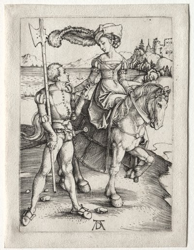 Lady Riding a Landsknecht od Albrecht Dürer
