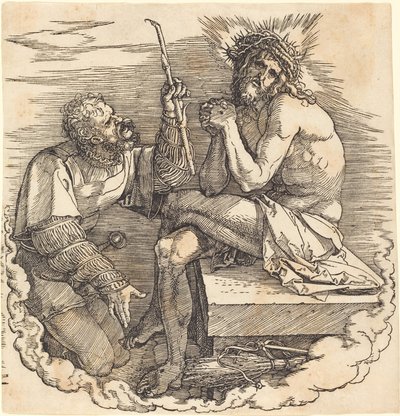 Muž smutku zesměšněný vojákem od Albrecht Dürer