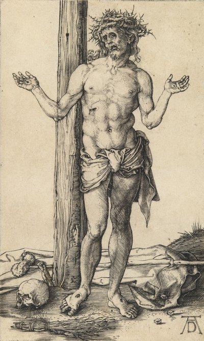 Muž smutku s nataženýma rukama, c. 1500. od Albrecht Dürer