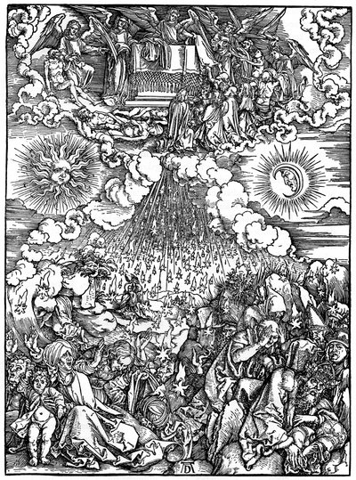 Otevření páté a šesté pečeti, 1498, 1936 od Albrecht Dürer
