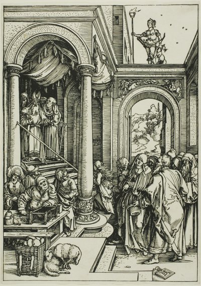 Uvedení Panny Marie do chrámu, ze Života Panny od Albrecht Dürer
